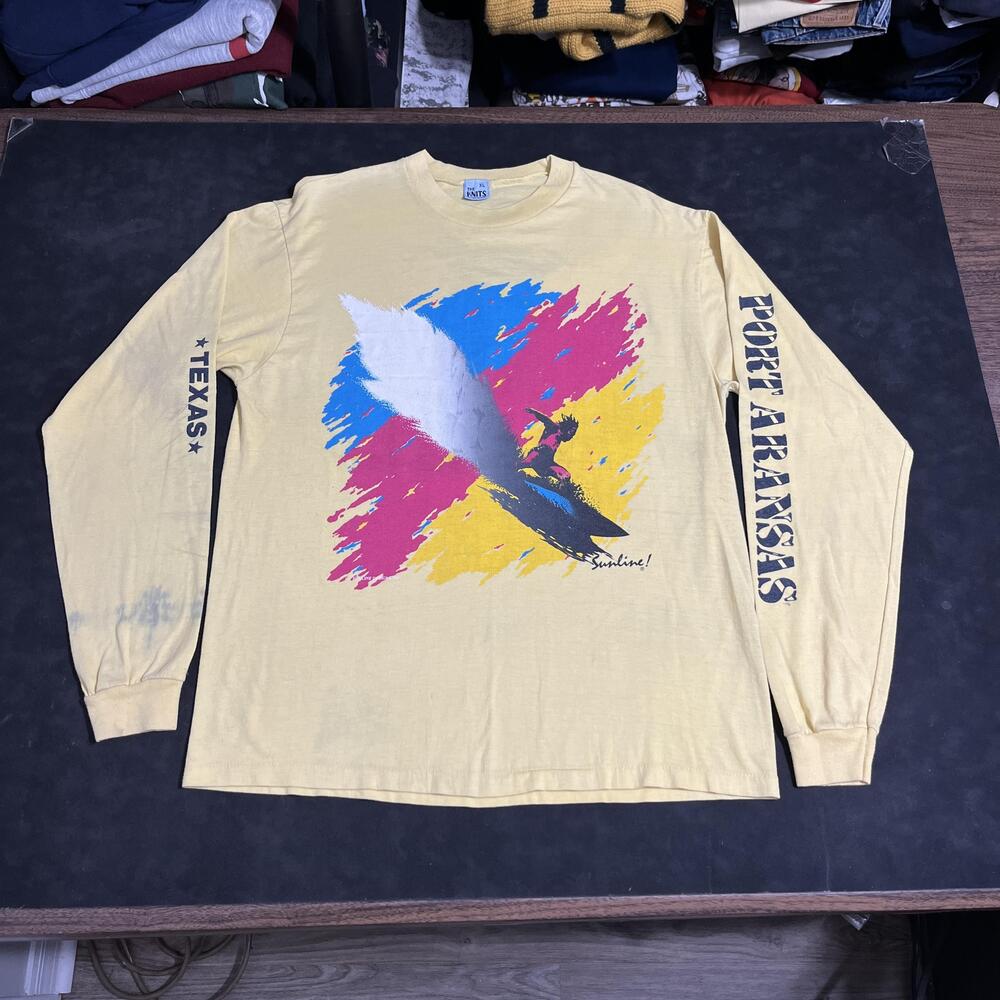 Vintage Surf Shirt Sunline 70s Texas Long Sleeve The Knits Town N Country OP USA